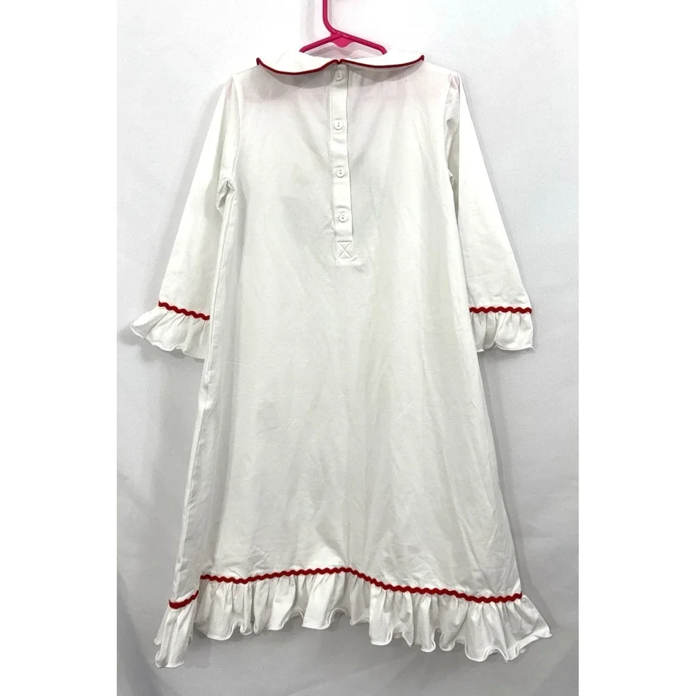 NWT Busy Bees Smocks White Long Nightgown Girls Size 6 Embroidered 